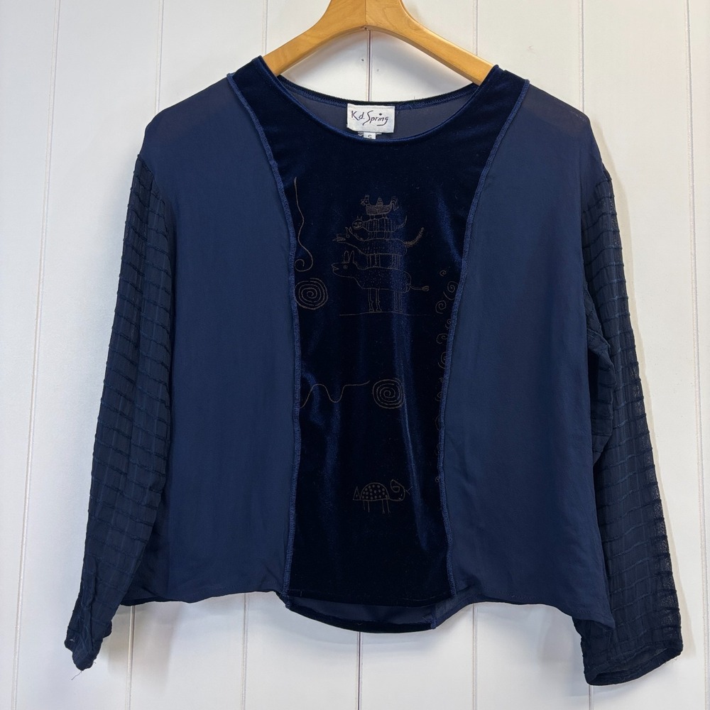 Vintage K D Spring Womens Artsy Whimsigoth Velvet Cropped Top Size S Artsy Soft